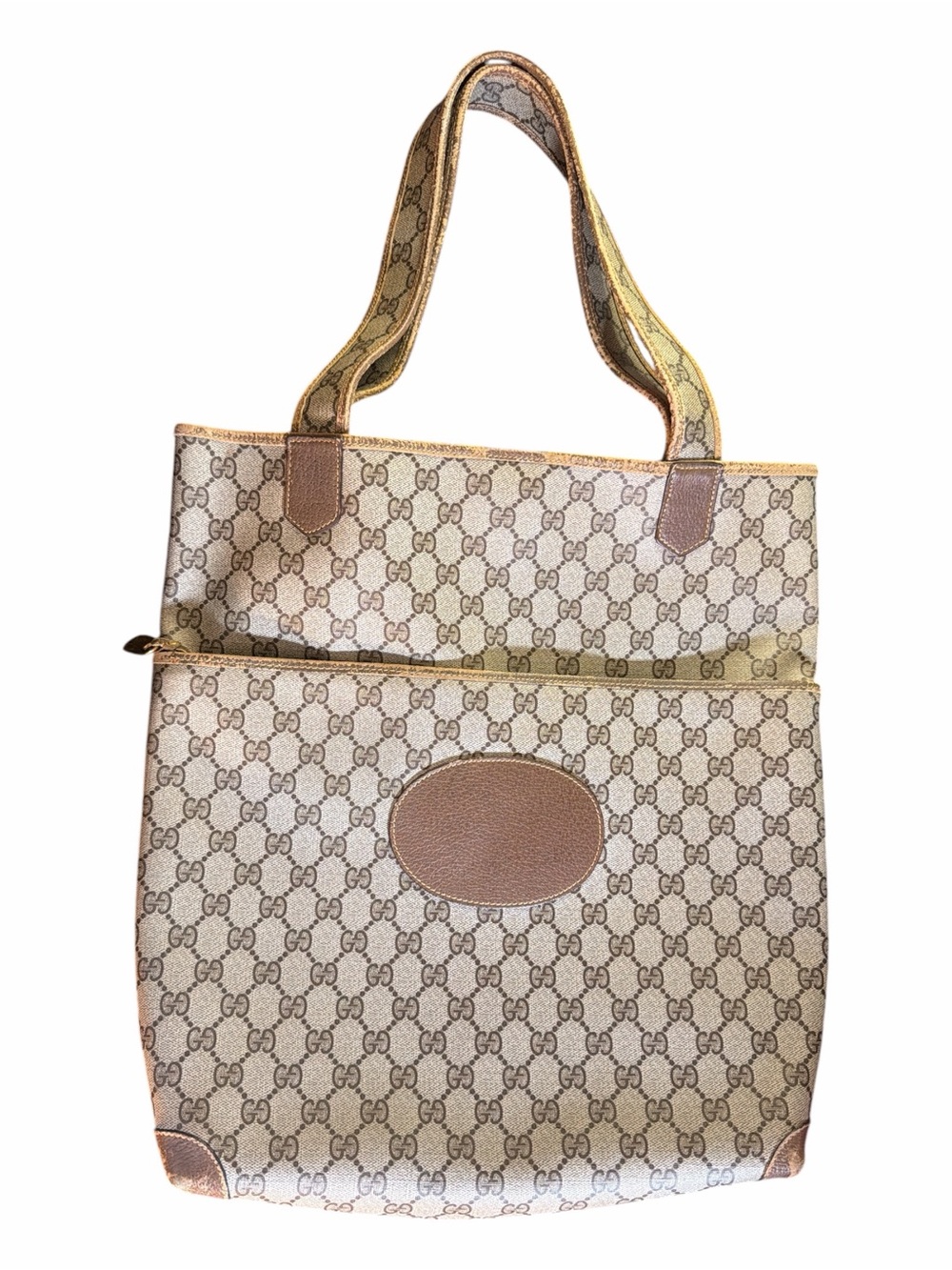Gucci Vintage GG Supreme Monogram Large Zippered Tote Bag - 002.39.0051